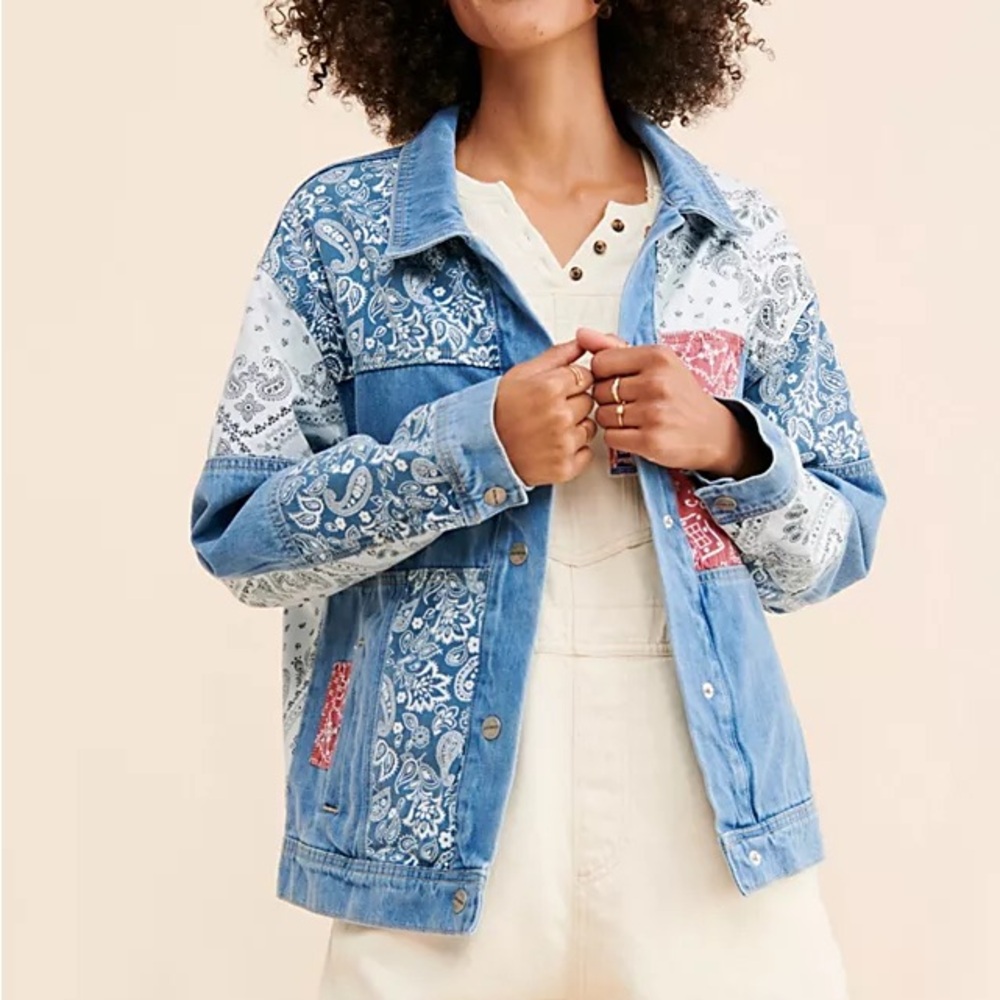Women's Blue Paisley Denim Jacket